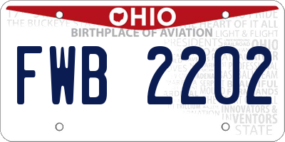 OH license plate FWB2202