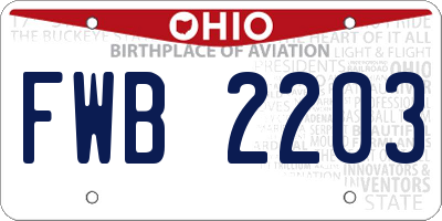 OH license plate FWB2203