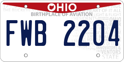 OH license plate FWB2204