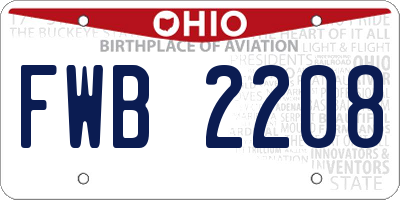 OH license plate FWB2208