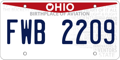 OH license plate FWB2209