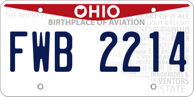 OH license plate FWB2214