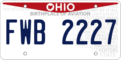 OH license plate FWB2227