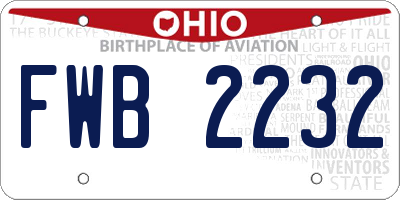 OH license plate FWB2232