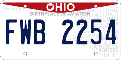 OH license plate FWB2254