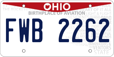 OH license plate FWB2262