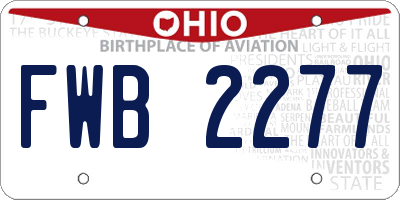 OH license plate FWB2277