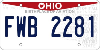 OH license plate FWB2281