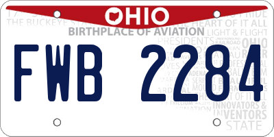 OH license plate FWB2284