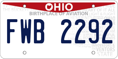 OH license plate FWB2292