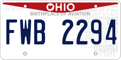 OH license plate FWB2294