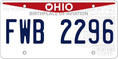 OH license plate FWB2296