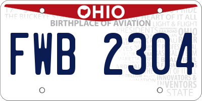 OH license plate FWB2304