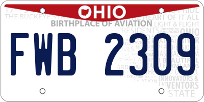 OH license plate FWB2309