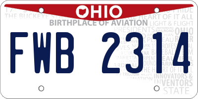 OH license plate FWB2314