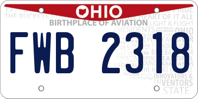 OH license plate FWB2318