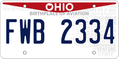 OH license plate FWB2334