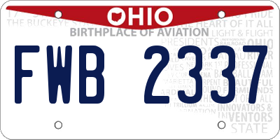 OH license plate FWB2337