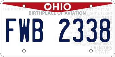 OH license plate FWB2338