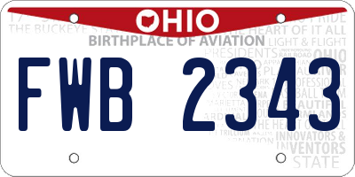 OH license plate FWB2343