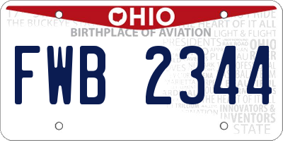 OH license plate FWB2344