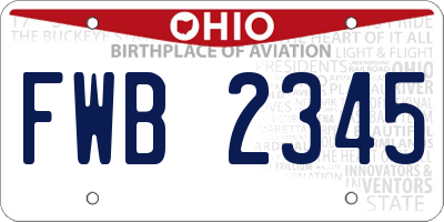 OH license plate FWB2345