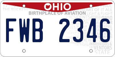 OH license plate FWB2346