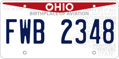 OH license plate FWB2348