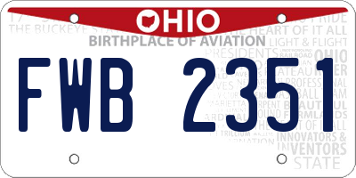 OH license plate FWB2351