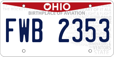 OH license plate FWB2353