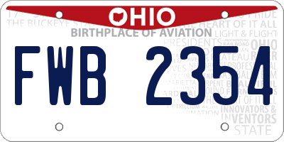 OH license plate FWB2354