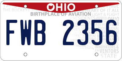 OH license plate FWB2356