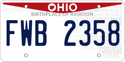 OH license plate FWB2358