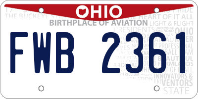 OH license plate FWB2361