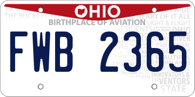 OH license plate FWB2365