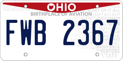 OH license plate FWB2367