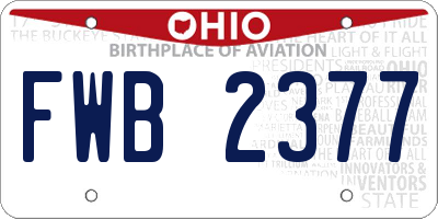 OH license plate FWB2377