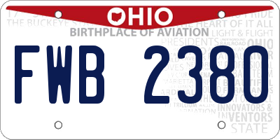 OH license plate FWB2380