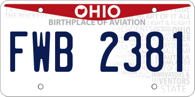 OH license plate FWB2381