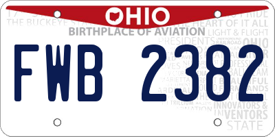 OH license plate FWB2382