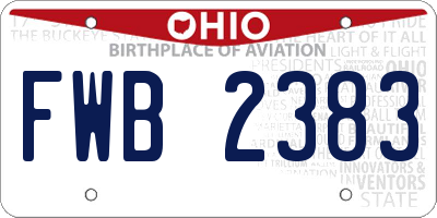 OH license plate FWB2383