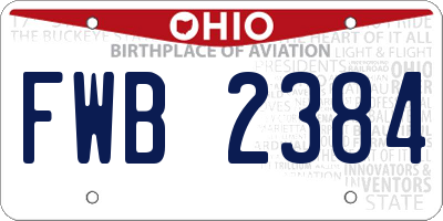 OH license plate FWB2384