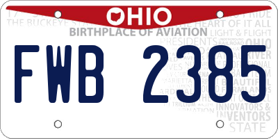 OH license plate FWB2385