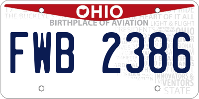 OH license plate FWB2386