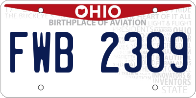 OH license plate FWB2389