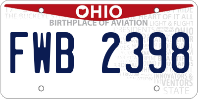 OH license plate FWB2398