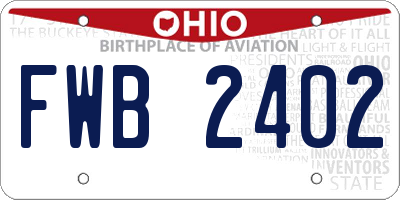 OH license plate FWB2402