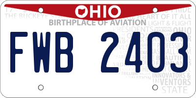 OH license plate FWB2403