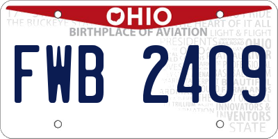 OH license plate FWB2409