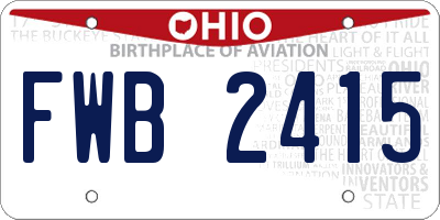 OH license plate FWB2415